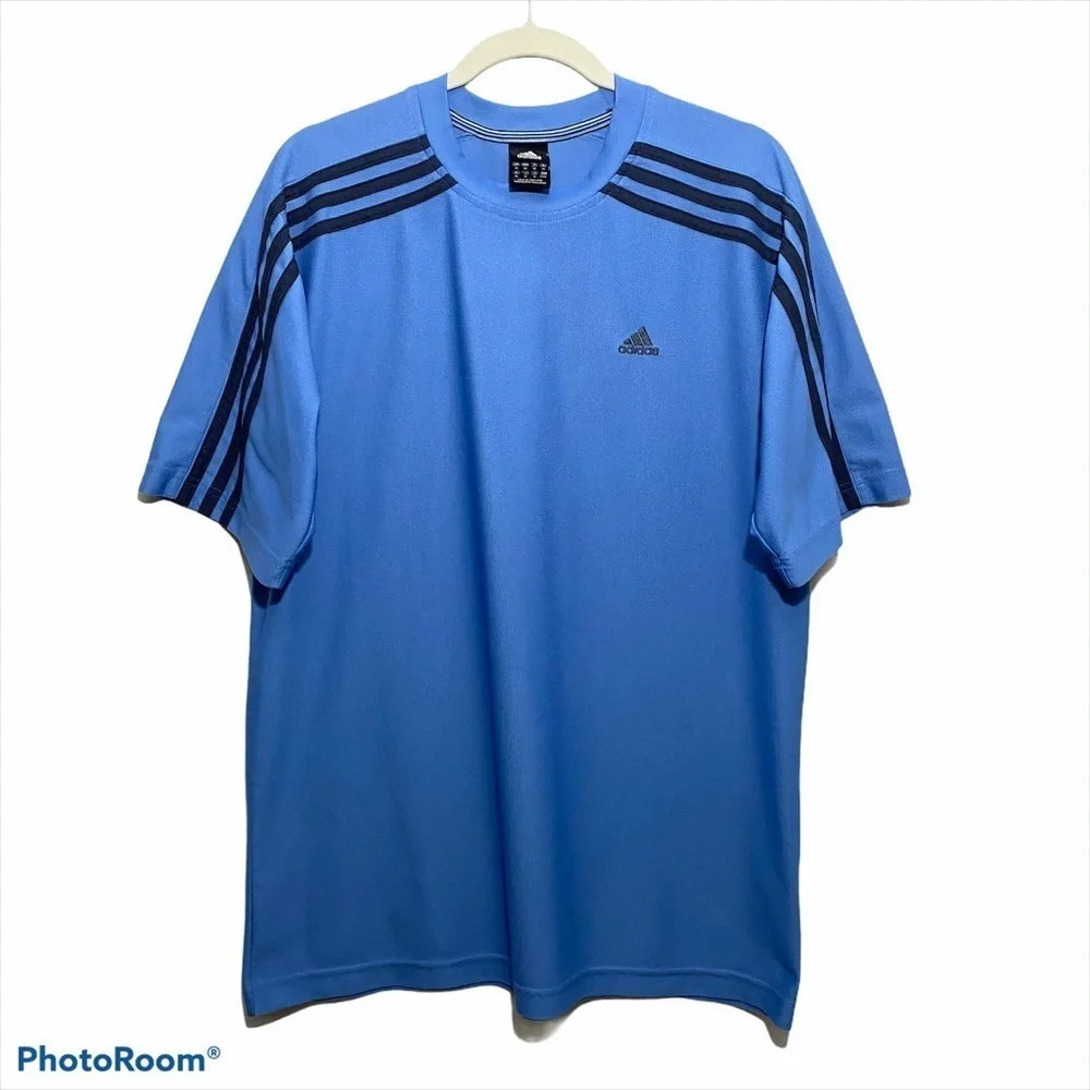 ADIDAS Classic T-shirt Blue 3 stripes Baseball M